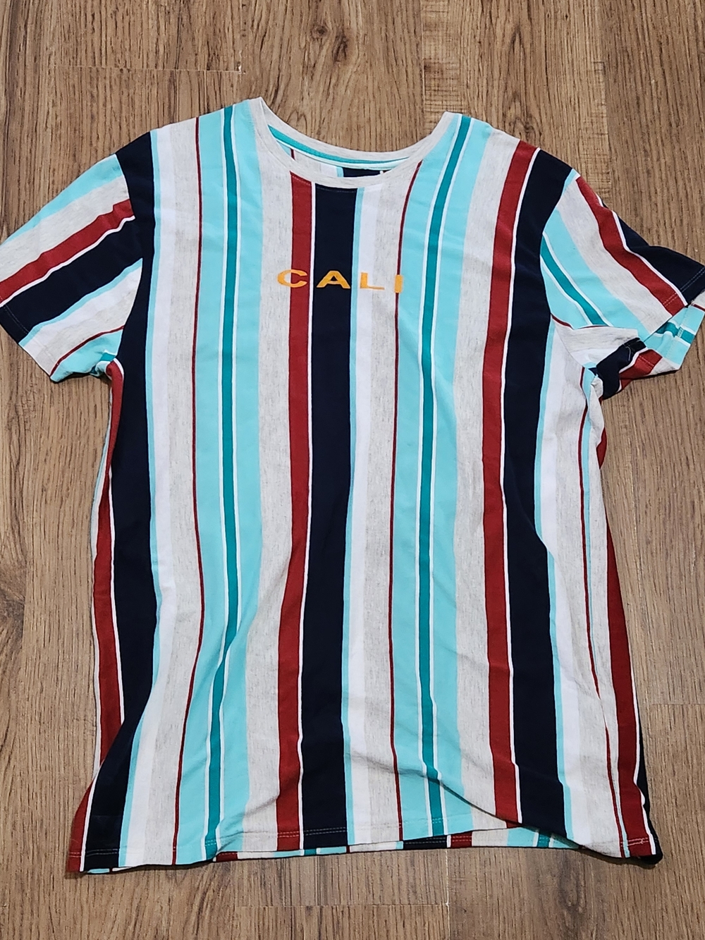 Puli Striped Crew Tee in Teal, Navy and Red